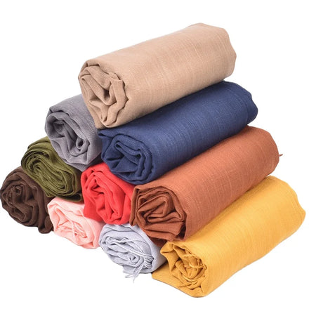 Polyester Cotton 70*180cm Hijab Turban Lady Warm Long Color Shawl Pashmina Winter Tassels Scarf for Womens Voile Musulman