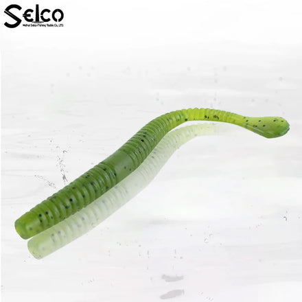 Selco Worm Lure Soft Plastic Trick Worm Bass Fishing Lures Silicone Bait
