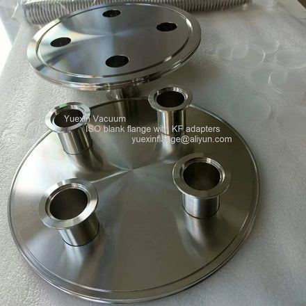 UHV High Vacuum CF ISO KF Multiport Blank Blind Flange with KF ISO CF Nipple Adapters