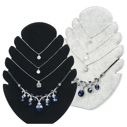 Flame Shape 5 Grids Black Gray Velvet Jewelry Shop Necklace Pendant Display Stand Holder Organizer