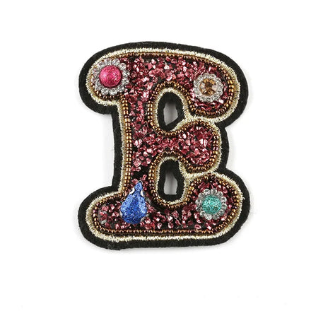 New Style A-z English Alphabet Rhinestone Letter Beaded Custom Embroidery Iron on Patches for Clothes on Jeans or Bags