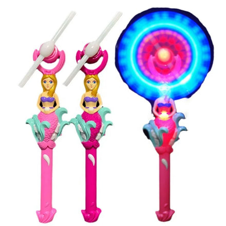Wholesale Mermaid Rotating Led Glowing Windmill Magic Wand Children's Windmills Flashing Light up Toys Led Rainbow