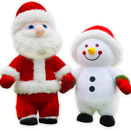 Inflatable Santa Claus Snowman Lovely Mascot Costume for Adult Christmas Suit