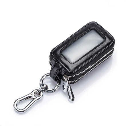 Wholesale Car Key Holder Genuine Leather Double Zipped Key Wallet Mini Fashion Key Ring Id Wallet