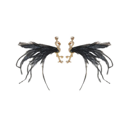 Korean Style Crystal Bird Drop Earrings Fashion Jewelry Accessories Women Long Tassel White Feather Earrings