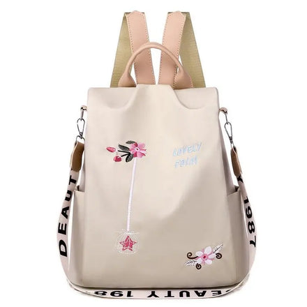 New Flower Embroidered Backpack Art National Women'S Oxford Leisure Backpack Large Capacity Women Bag