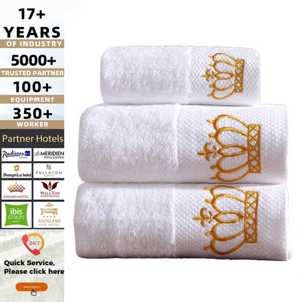 Cheap Promotion Wholesale White Hotel Shower Bath Hand Face Towel Set Cotton for Hospitality Bathroom Supplies