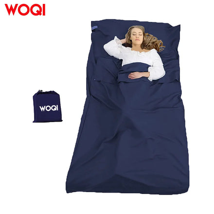 WoQi Custom Logo Adult Lightweight Travel Warm Weather Sleeping Bag Liner With Zipper
