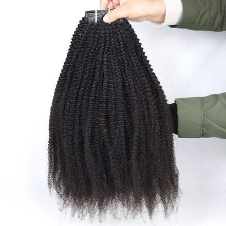 Brazilian Virgin African American Clip Ins for Black Women PU Seamless Afro Kinky Curly Clip in Human Hair Extensions