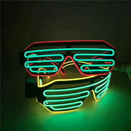 Costume Party Favors Shutter Wire Neon Rave Glasses Wireless Light up LED Glasses Flashing Sunglasses