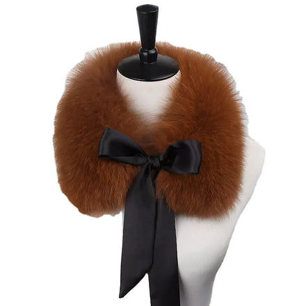 MWFur Collar Fox Fur Collar for Women Girl Winter Scarf Fox Hair Collar Scarf with Lace Short Scarves for Jacket