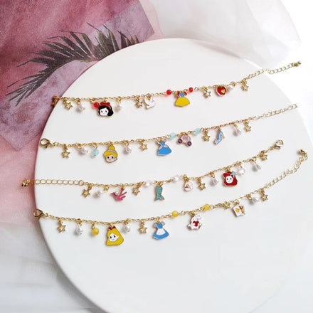 Fashion Students Daily Bracelets with Princess Mermaid Star Pendant Sweet Dream Girls' Hand Accessories for Children