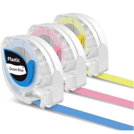 Phomemo P12/ P12PRO Label Maker Tape 12mm X 4m Black on Blue/Pink/Yellow Plastic Thermal Sticker Compatible With DYMO Letratag