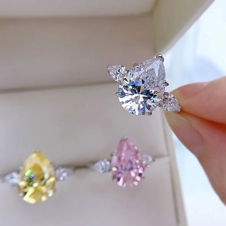 New Arrival Sterling Silver Bridal Diamond Ring Rhinestone Rings Women for Wedding Colored CZ Stones Custom Ring Jewelry