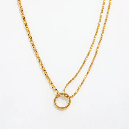 Fenny 18K Gold Plated Non Tarnish Simple Stylish Circle Asymmetric Pendant Choker Necklace Stainless Steel Jewelry Wholesale