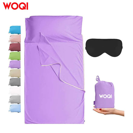 WOQI Low Temperature Heating Sleeping Bag Sleep Sack Camping Travel Liner with Pillow Soft
