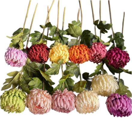 Long Stem Single Head 14cm Silk Flowers Artificial Chrysanthemum Flower for Home Decor