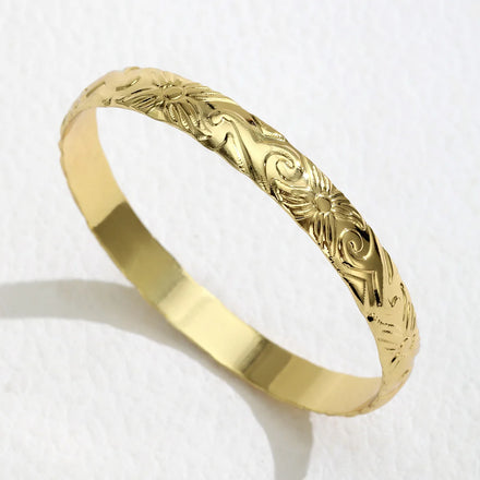 Hawaiian Jewelry Wholesale 14k Gold Plated Cooper 10 MM Bracelet Bangle Jewelry for Women