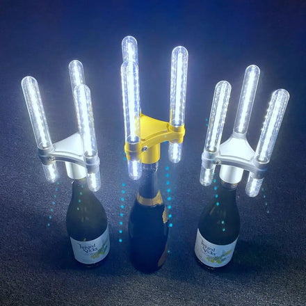 RICHSHINING New Triple Led champagne Strobe Baton Lights Led 3 Head Sparkle Light up Bottle Topper for Wedding Nightclub