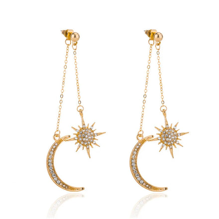 Dainty Long Dangle Earrings for Women Girls Fashion Jewelry Cute Gold Silver Dangly Upgrade Moon Stars Sun Earring