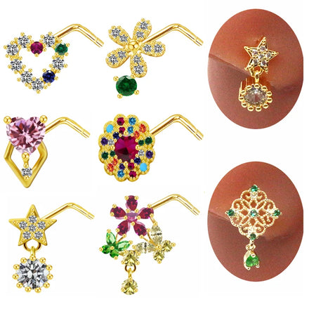 Gaby New Nose Piercing Spring Dangle Nose Rings Stainless Steel India Nose Studs Piercing Wholesale Body Jewelry