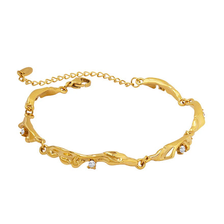 Unique Design Simple Fashion Geometric Jewelry Adjustable Stainless Steel Gold Plated Zircon Women Luxury Christmas Bracelet