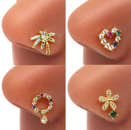 Gaby New Spring Nose Piercing Colorful Nose Rings Stainless Steel butterfly Heart Nose Studs Piercing Wholesale Body Jewelry