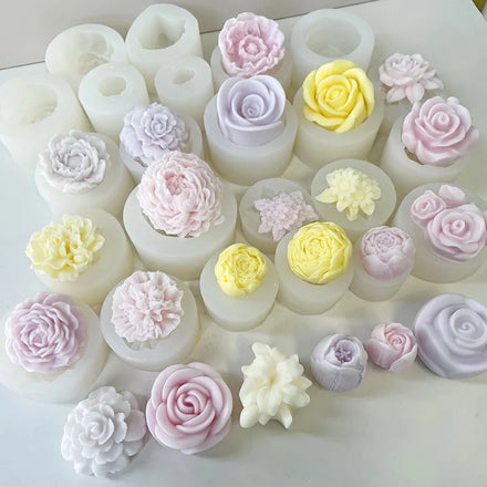 3D Rose Tulip Flowers Silicone Resin Epoxy Mold Homemade Soap Mold Soy Wax Candle Moulds Making Tools DIY Multiple Designs DM612