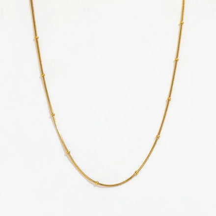 Fenny 18K Gold Plated No Fade Dainty Fine Beads Snake Chain Necklace Trend for Women Stainless Steel Jewelry Wholesale