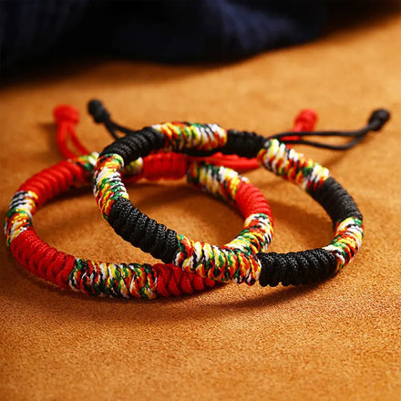 SC New Handmade Chunky Tibetan King Kong Knot Protector Bracelet Valentine's Day Adjustable Black Red String Couple Bracelets