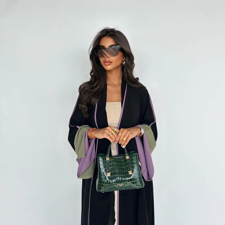 MQ139 Hot Modest Dressmiddle East EID Arab Long Sleeve Ethnic Clothing Black Muslim Robe Radaman Open Abaya