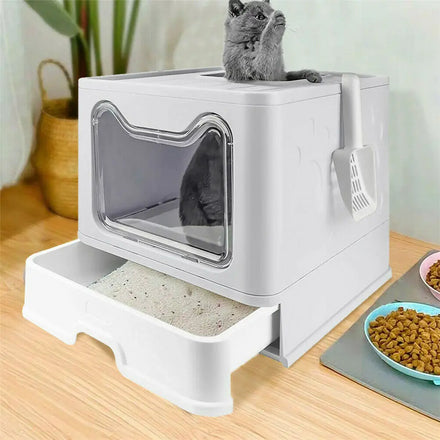 Closed Cat Litter Box Entrance Splash-proof Large Self Cleaning Cat Litter Box Foldable for Cats
