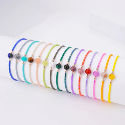 Adjustable Colorful Miyuki Beads Bracelet Woven Braided Bracelet Lucky Stone Glass Seed Beads Bracelet for Couple