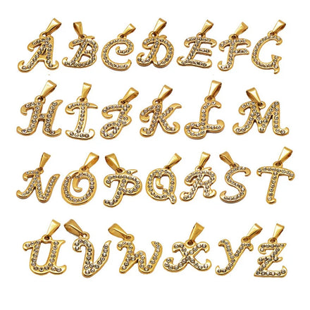 1pcs MOQ Gold Tarnish Free Alphabet Necklace Stainless Steel Women Jewelry Accessories Cubic Zirconia Initial Letter Pendant