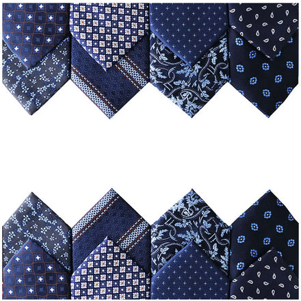 Elegant Mens Ties 7.5cm Skinny Business Ties for Men Blue Silk Floral Necktie Shirt Accessories Daily Wear Cravats Wedding Party
