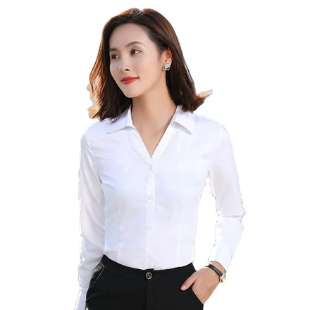 ODM/OEM Personalized Long Sleeve White Women Shirt Business Wear Office Lady Formal Shirt