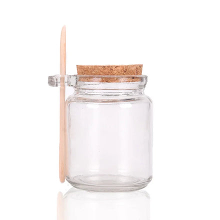8oz 250ml Glass Empty Bath Salt Jar 100ml Round Honey Pudding Transparent Storage Container With Cork Wooden Spoon Packaging