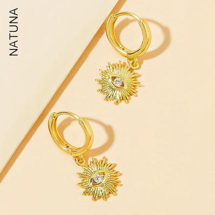 Earrings Female European and American Fashion Zirconium Earrings Retro Radiative Texture Stainless Steel Eye Earrings