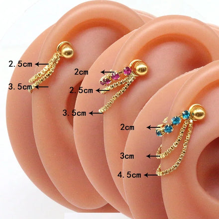 Gaby New Cartilage Earrings with Rhinestone Chain Flower Piercing Earrings Helix Wholesale Piercing Jewelry