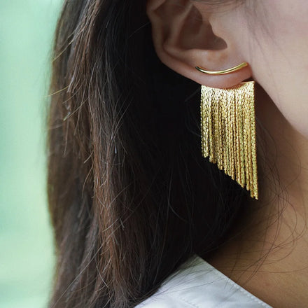 Fashion French Style Retro Tassel Unique Earrings Two Style Wear Method Sterling Silver Needle Women Earrings for Women