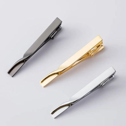 Ready to Ship Special Design Alloy Material Solid Gold Silver Black Color Plated Tie bar Tie Clip for Men