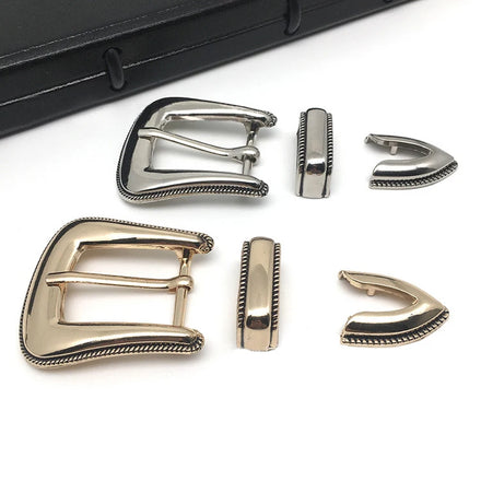 Custom Hot Sale Products 30mm Vintage Pattern Metal Three-piece Belt Buckle Belt Buckle Waist Accessories
