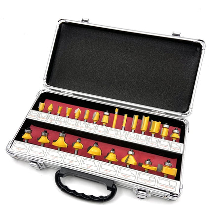 24pcs 6mm Shank Wood Router Bit Kit TCT Wood Mill Cutters for Wood Working in Aluminum Box