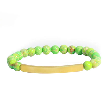 Carved Healing Stone Beaded Bracelet 100% Natural Gem 18K Gold Plated Stainless Steel Personalized Inspirational Bracelet