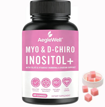 Wholesale Myo-inositol & D-chiro Fertility Inositol Gummies Hormonal Balance & Healthy Ovarian Support Gummies with Vitamins D