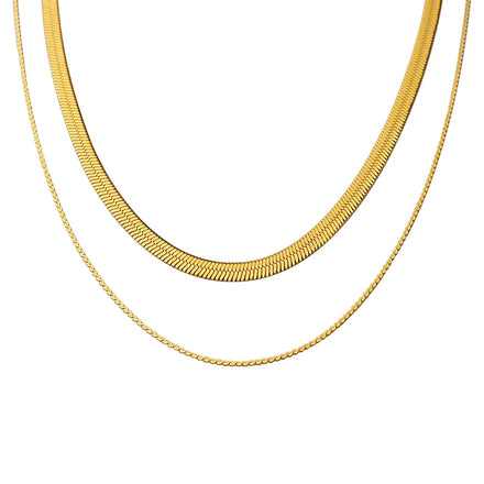 French Luxury Geometry Personality Double Blade Chain Superimposition Stainless Steel Necklace