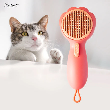 Stainless Steel Plastic Eco-Friendly Self Cleaning Pet Comb Small Cats Dogs Safe Lint Dematting Hair Brush Flea Removal Grooming