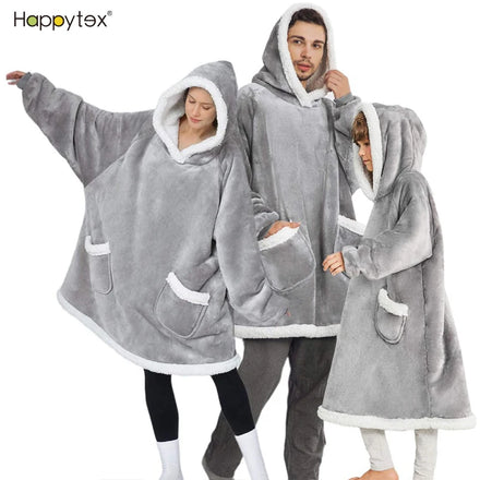 Warm Oversized Plain Giant Pocket Sherpa Sweatshirt Blanket Hoodie Wholesale Adult Blankets & Throws TV Hooded Blanket