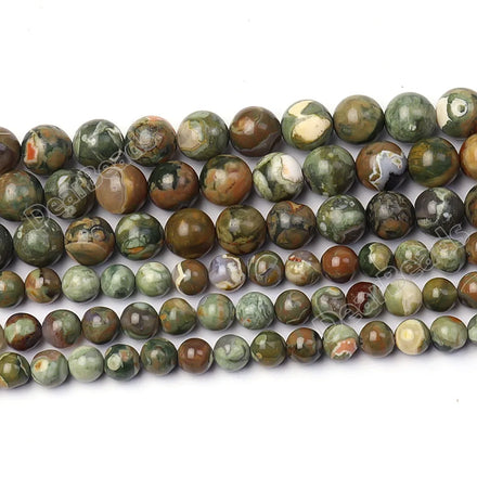 Wholesale Natural Round Real Rainforest Jasper Beads Rhyolite Loose Bead DIY Bracelets Making 8mm 10mm