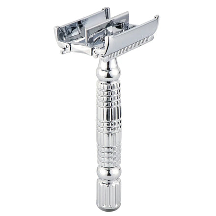 Premium Double Edge Safety Razor with Butterfly Open Design Smooth Shaving Stainless Steel Blade